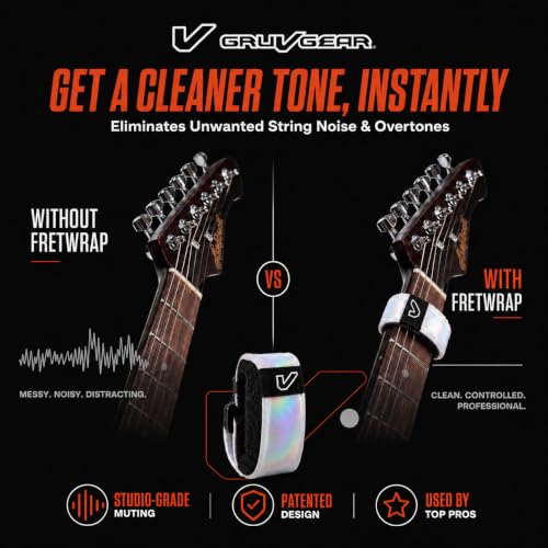 Image of Gruv Gear Fret Wrap Guitar Mute Bubby Lewis FretWrap for Electric, Acoustic & Bass, String Dampener for Recording, Tapping & Practice, Fits 7-12 String Bass (1 Pack Extra Large Iridescent)