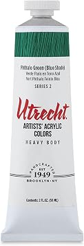 Utrecht Artists Acrylic Paint - Phthalo Green Blue Shade, 2 oz tube