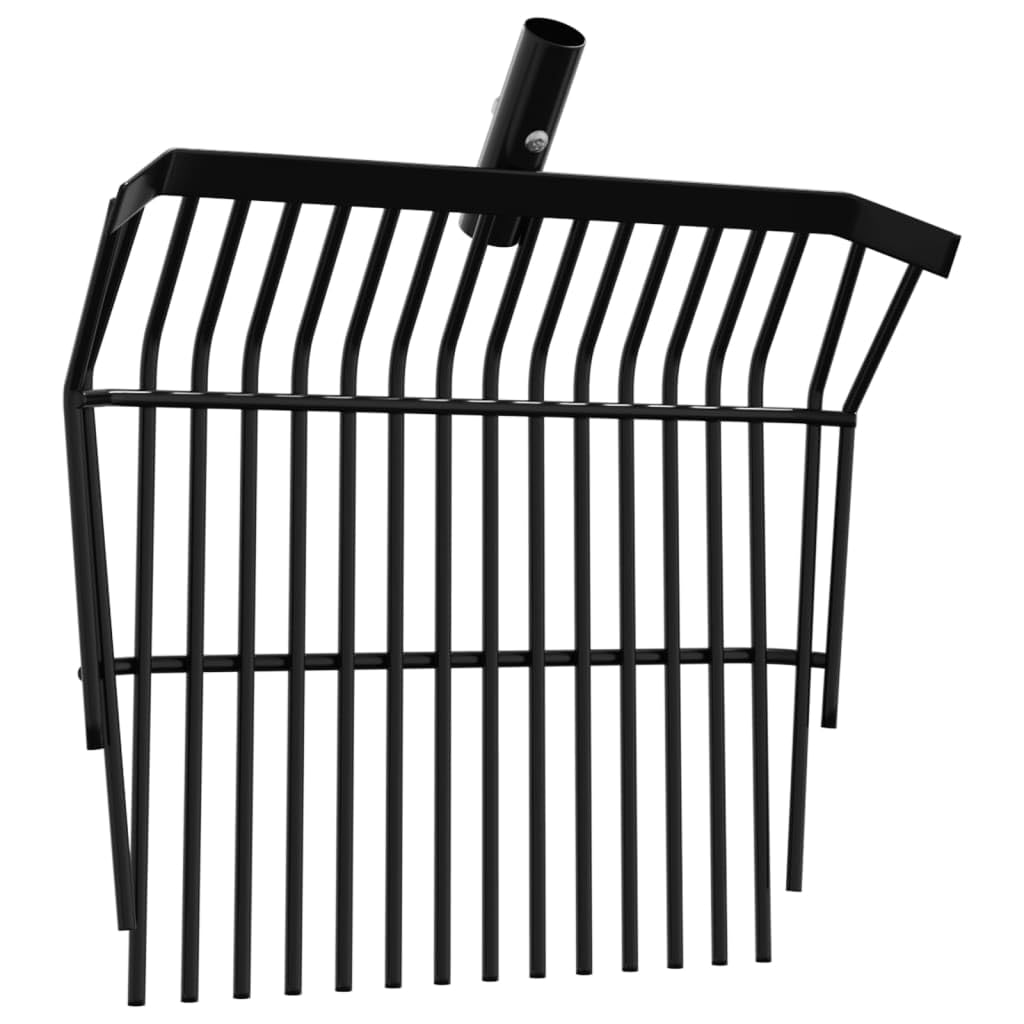 vidaXL Horquilla de rastrillo con 14 púas de acero negro, horquilla para caballos, horquilla metálica, horquilla para compost