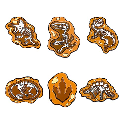 Image of Dinosaur Fossils Brooch Dinosaur Fashion Metal Badges Tyrannosaurus Pins Dinosaur Animal Brooch Pins Cute Dinosaur Enamel Pins