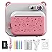 Ukuu Fotocamera Istantanea per bambini, 1080P HD 2,0 Pollici Schermo Fotocamera Instant Print con carta da stampa 32GB Card e Penne colorate Regali di Compleanno per Bambini Dai 3 ai 12 Anni - Rosa