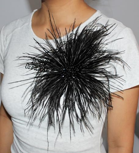 Image of 8inches Extra large feather and crystal brooch, Wedding or gala guest, Gift for her