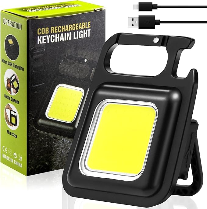 WellHise Mini Taşınabilir Led Çok Fonksiyonlu Fener, Yüksek Lümen, COB Anahtarlık, Dış Mekan İçin Şarj Edilebilir Acil Durum Işığı, Mini Kamp Feneri