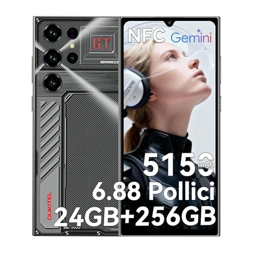 OUKITEL C61 GT Smartphone Gaming Android 2026, 24GB RAM+256GB ROM Telefono, Display 6,88" HD+ 90Hz Cellulare 5150mAh, 13MP+5MP 4G Dual SIM Cellulari e Smartphone NFC/Face ID/Fingerprint/OTG - Nero