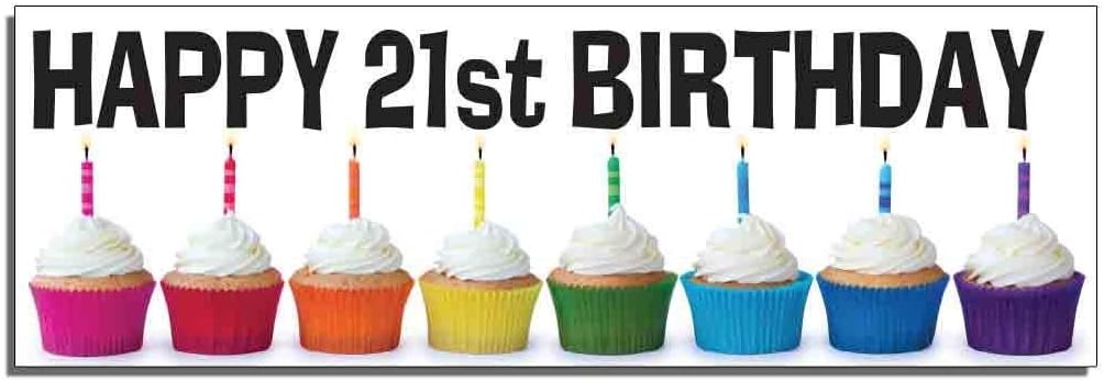 Happy 21st Birthday Banner - Cupcakes 3 feet x 9 feet Vinyl Banner