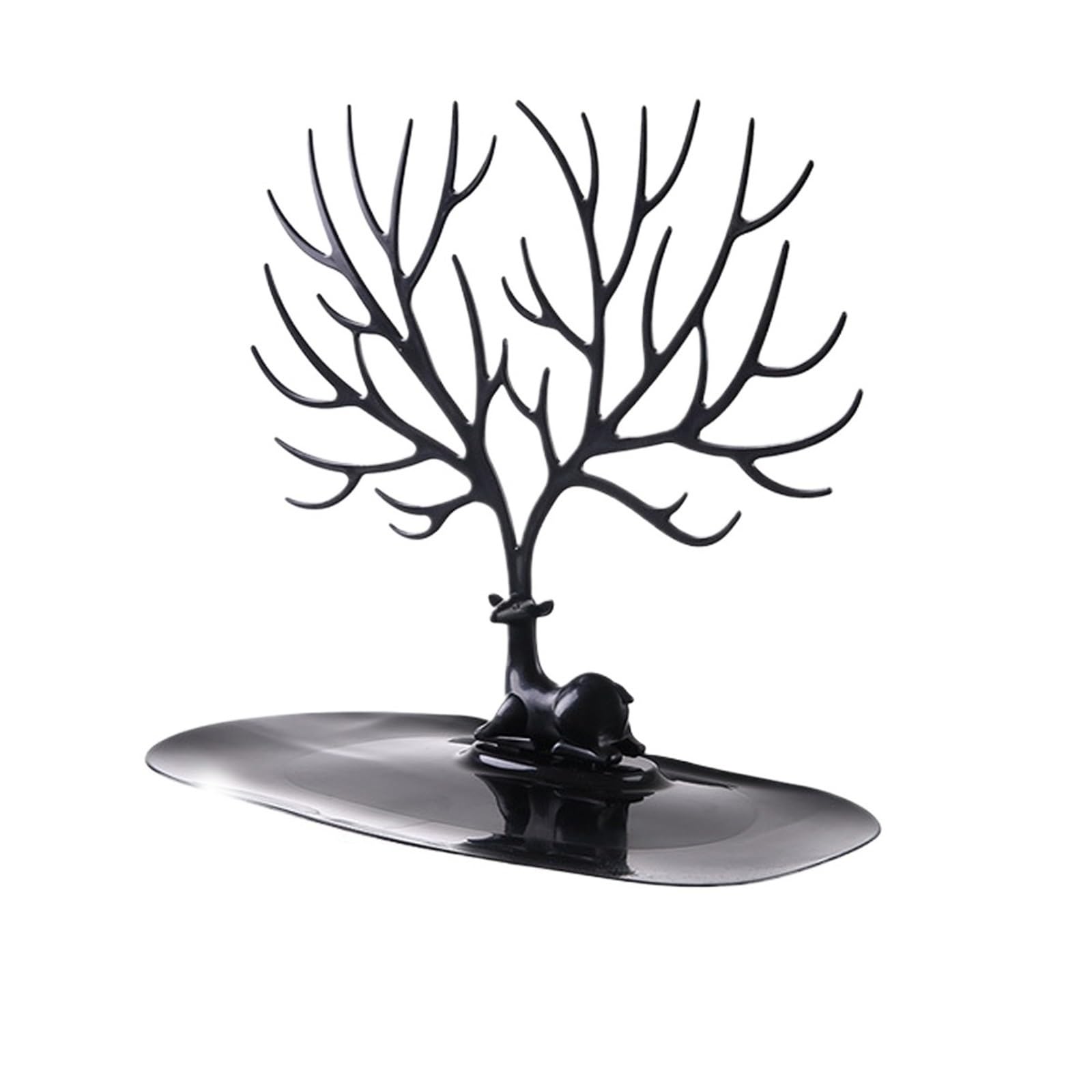 Zymjzbetic Jewellery Tree 1pc Creative Design Bird Tree Shaped Jewelry Storage Box & Earring Holder & Display Stand & Key Hanger(1PC Deer black)