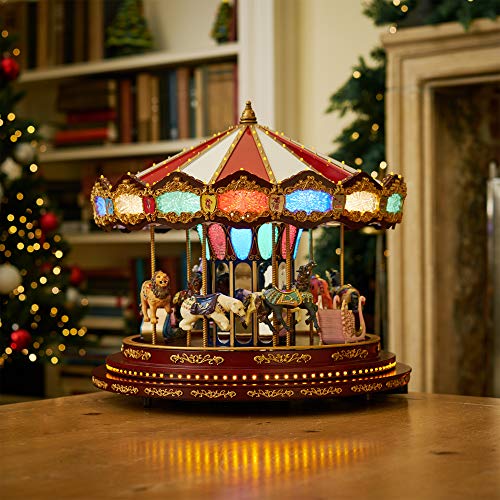 Mr. Christmas Marquee Deluxe Carousel Musical Animated Indoor Christmas Decoration, 15 Inch, Multi-Color #TOP2