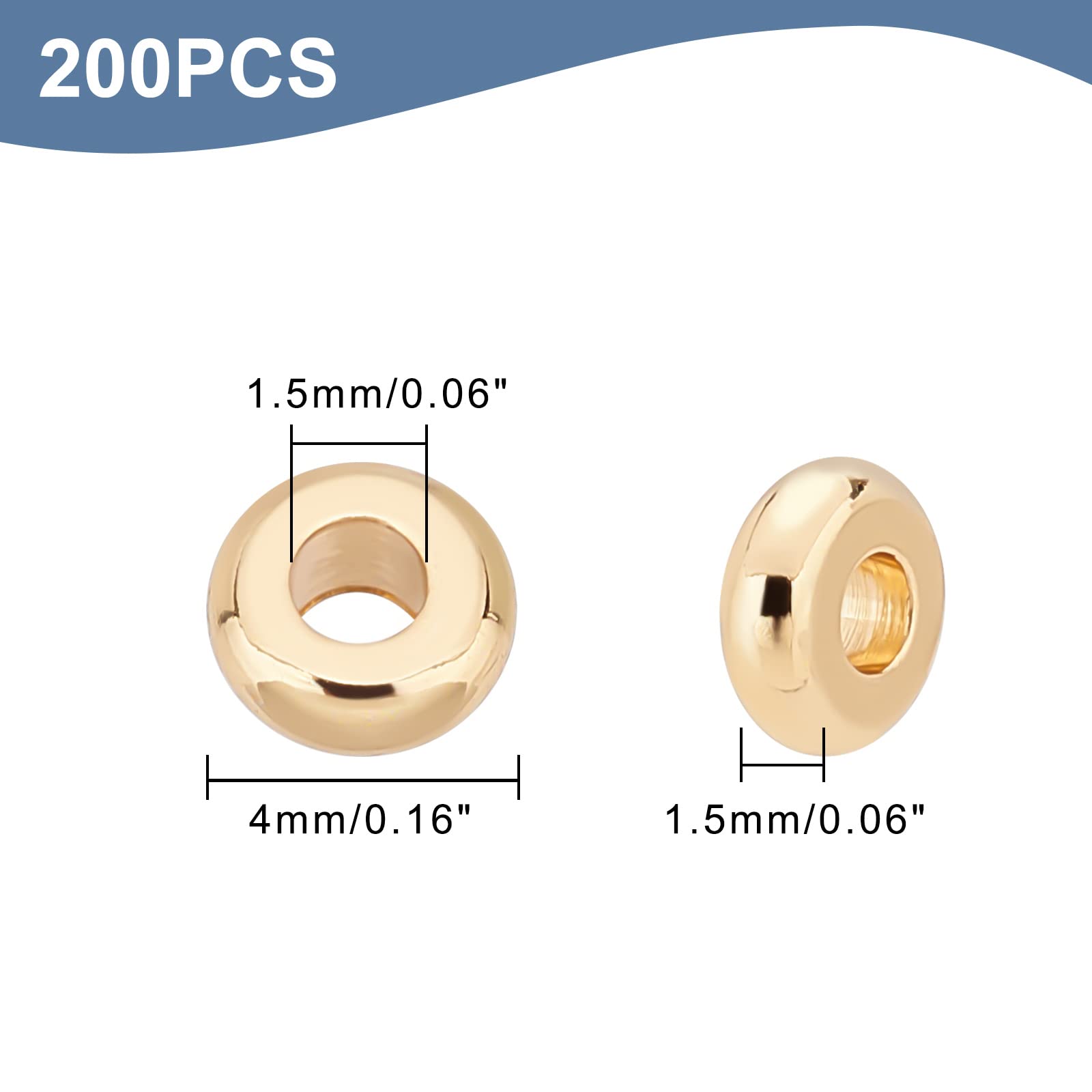 Amazon.co.jp: UNICRAFTALE 約200個 リアル18Kゴールドメッキ4mm