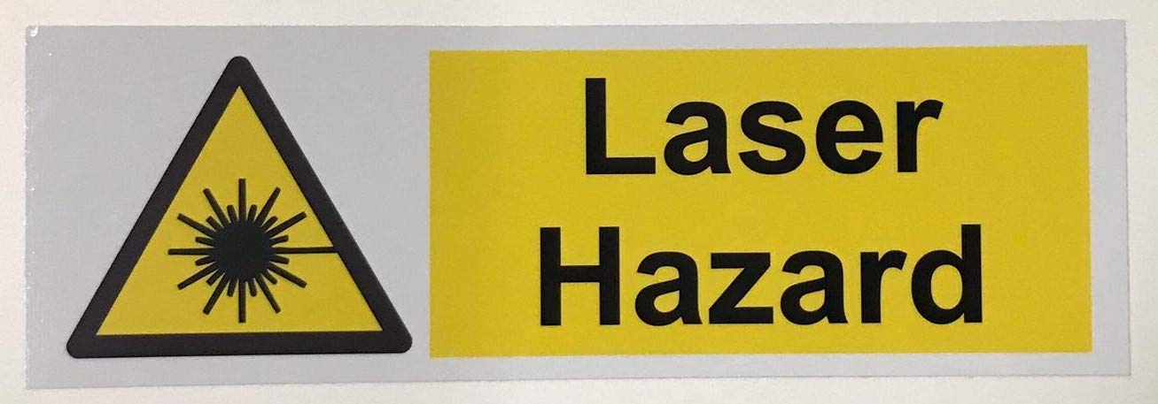 Warning Laser hazard safety sign - 1.2mm Rigid plastic 150mm x 50mm