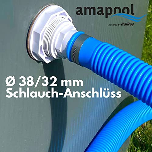Amapool Inlet Nozzle 14 cm I Inlet Nozzle for Pool with Hose Nozzle 38/32 mm I Standard Pool Inlet Nozzle I Pool Nozzle Adjustable Nozzle I 32 mm and 38 mm Hose Connection I 14 cm Long - Image 3