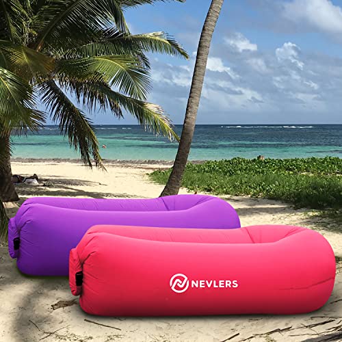 Nevlers Inflatable Lounger Air Sofa - Portable Inflatable Couch For Camping, Outdoor Movie Seating |Easy To Use Air Couch Inflatable | Inflatable Chair Camping Accessories -Pink Inflatable Sofa #TOP1