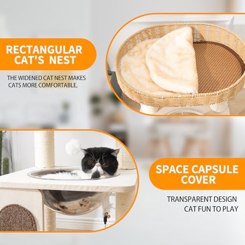 Árbol moderno para gatos de interior, 30 in torre con cama miniatura 3