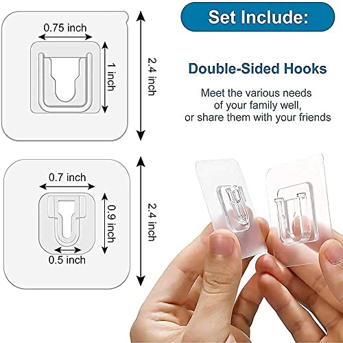 Image of 10 Pcs Heavy Duty Waterproof Double-Sided Adhesive Wall Hooks - Strong Plastic Hooks for Wall Hangings, Robes Finish Male Female Hook-10