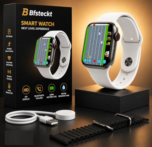 Image of PerfX Dual Strap Bluetooth Calling Smart Watch, Health Tracking, Sports Modes & Fun Race Game, HD Display, Notifications, Long Battery, Android iOS Compatible Smartwatch (White)
