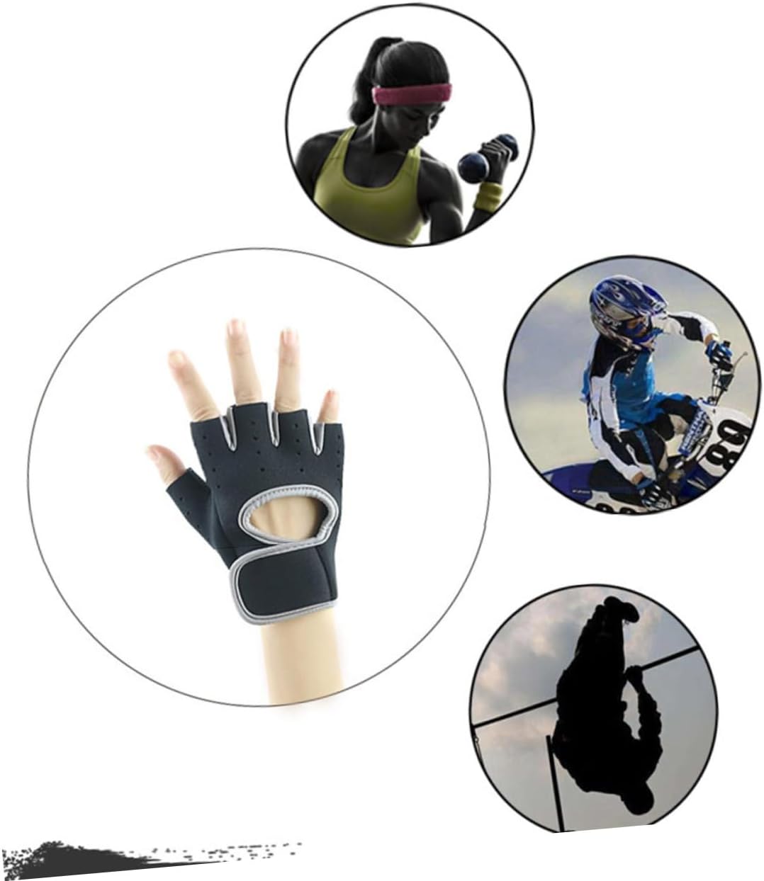 HANABASS Half Finger Sports Gloves for Weightlifting Gym Non-Slip Protective Gloves for Men and Women Durable Breathable Design XL Grey