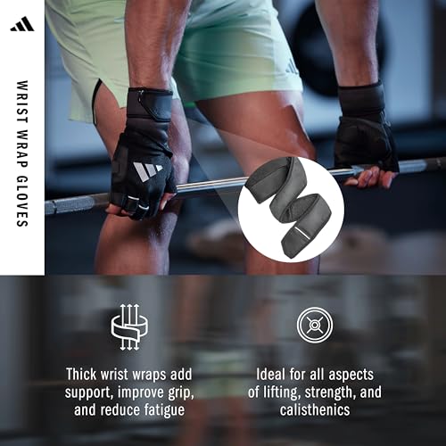 Image of adidas Wrist Wrap Training & Weightlifting Gloves, Fingerless Workout Gloves