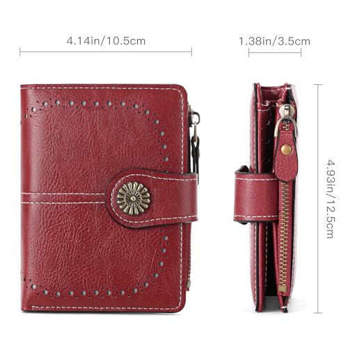 Image of Small Wallet for Women Bifold Credit Card Holder RFID Blocking with Zipper Pocket