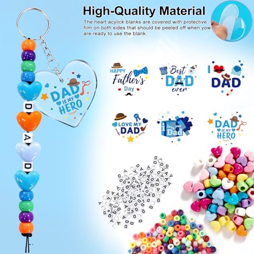 YGEINIT 24 Set Fathers Day Crafts Kits, Dad DIY Keychain Bulk Set with Acrylic Blank and UV Stickers, Father's Craft Gifts Making Kit, Funny Classroom Home Birthday Art Activities Party Favors by YGEINIT - Image 7