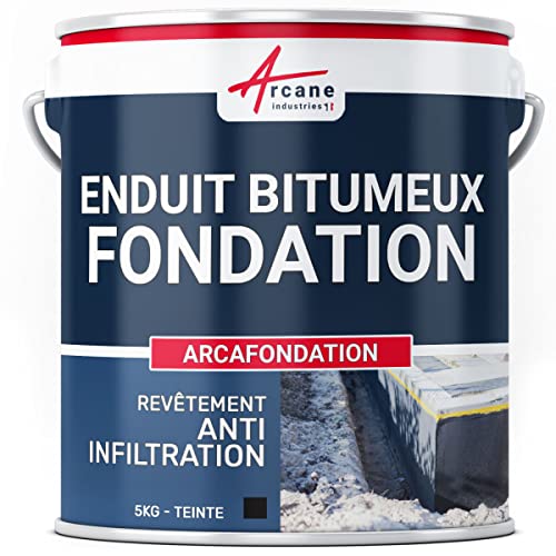 Enduit pour Fondations Murs enterrés bitumeux noir hydrofuge parpaing béton brique bois ARCAFONDATION Noir - 5 kg - ARCANE INDUSTRIES