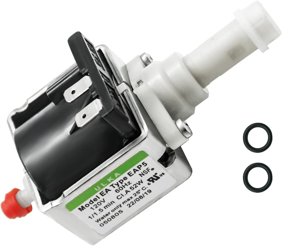 ULKA E Type EAP5/S Solenoid Vibratory Water Pump 120V, 60Hz, 52W Fits for SAEC0 996530007754 (12000142) Delonghi 5113211291 Espresso Machine Accessories 1/1.5 min，15 Bars / 217.50 Psi