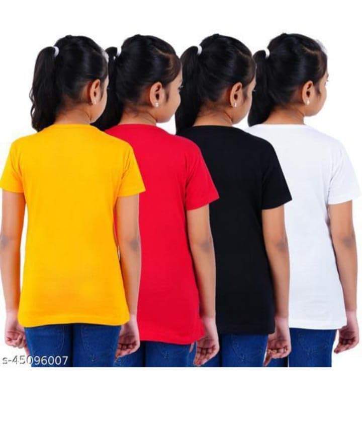 Image of Grils Printed Cotton Half Sleeve Regular Fit Casual t-Shirts Set Combo (Pack of 5)