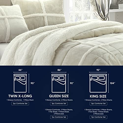 Chic Home 3 Piece Chloe Sherpa Lined Plush Micro Suede Comforter Set, King, Brown #TOP4