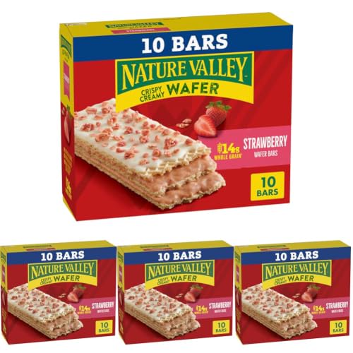 Image of Nature Valley Strawberry Crispy Creamy Wafer Bars, 13 oz, 10 Count (Pack of 4)