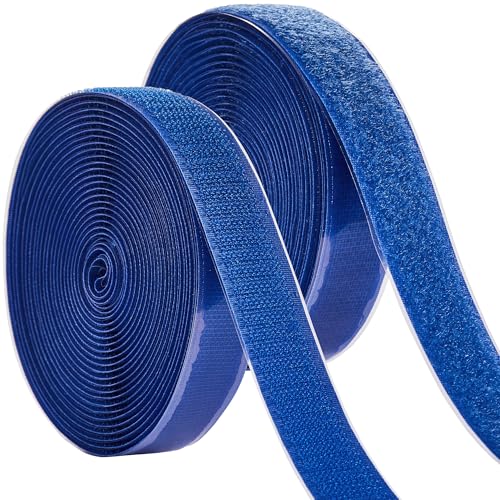 Image of ECOHomes (16 FT x 3 /4 Inch) Strips with Adhesive for Fabric, Blue | No Sew, Stick On for Fabric, Sticky Back for Clothes, Curtains, Heavy Duty, Double Sided Hook and Loop Hem Tape Fasteners