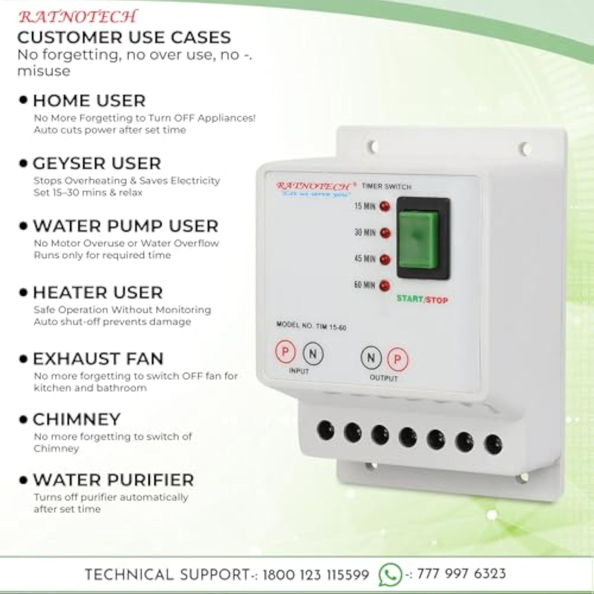 Automatic Cut-Off Timer Switch for Geyser & Water Pump