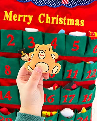 Pockets Of Learning Merry Christmas Tree Advent Calendar, Holiday Décor, Seasonal Fabric Wall Hanging, Cloth Countdown #TOP6
