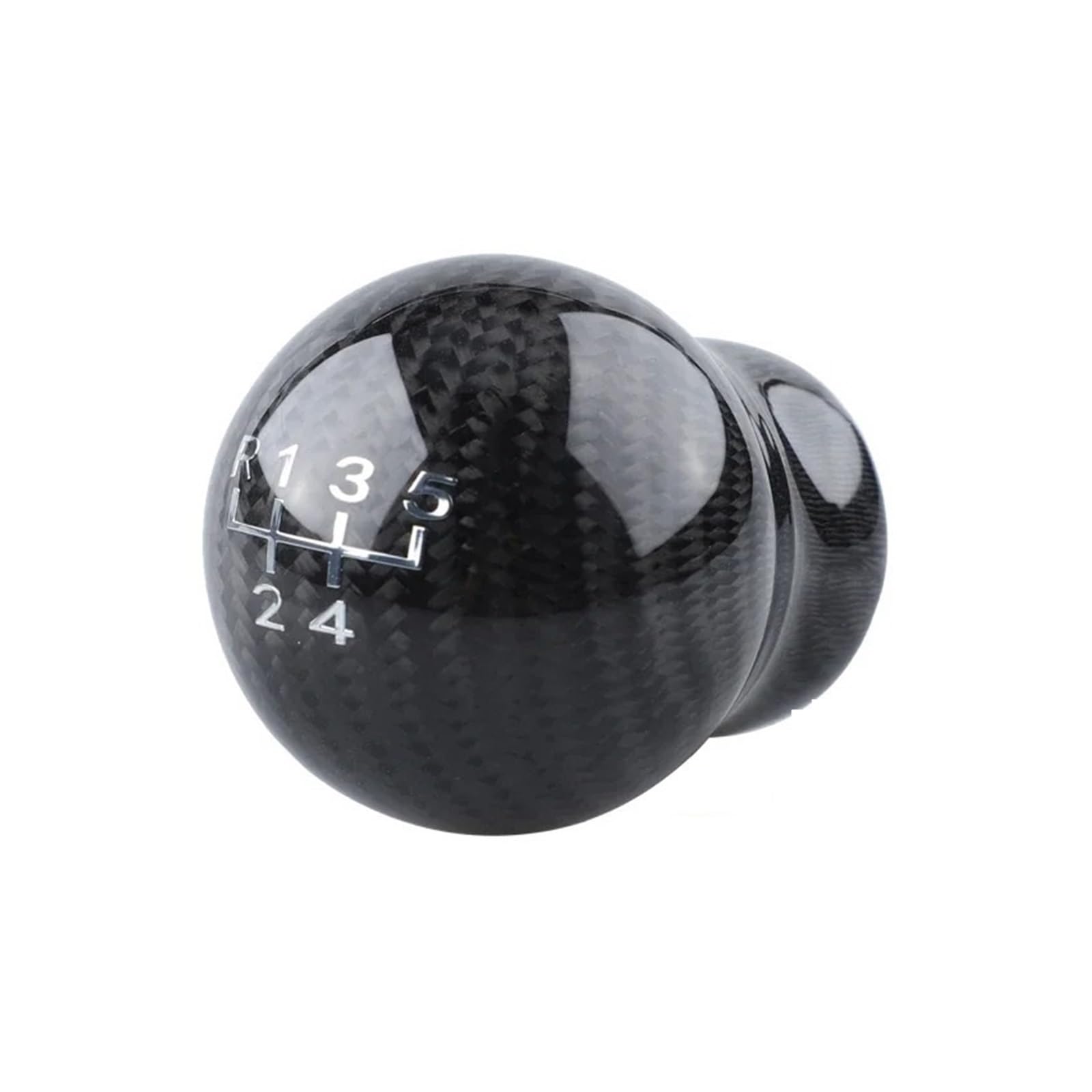 KUNYOS Leather Gear Knob Carbon Fiber Manual Shift Knob Universal 5/6 Speed Gear Stick Head with Included Limiter Adapter(5 Speed)