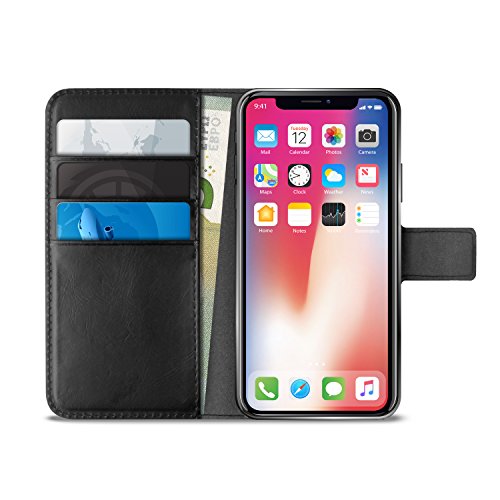 Puro IPCXBOOKC4BLK Wallet Case Schutzhülle Leather für Apple iPhone X Schwarz