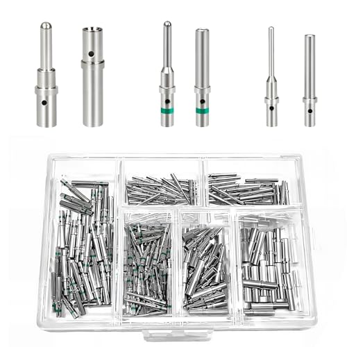 200PCS Deutsch Connector Pins and Sockets Solid Contact Kit Barrel Style Contacts Size 12 16 20 Male Female Terminals DT Series Pin for Connectors Kit Crimp Solid Terminal for DT DTP DTM