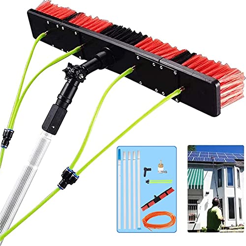 Pértiga telescópica de 10 m para Limpieza de Ventanas con Cepillo de 50 cm - Herramienta Extensible con Suministro de Agua para techos de invernaderos y limpiadores de ve