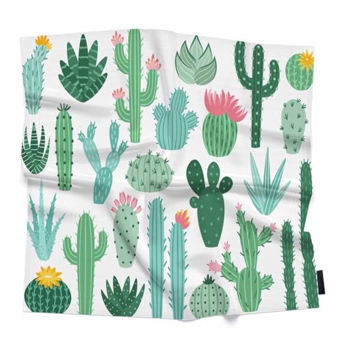 Hibiscus Pattern Head Scarf Silk Feel Like Tropical Green Leaves Red Flowers Bandana Soft for Women Girls