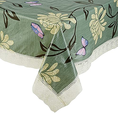 RMDecor Waterproof and with Oil-Proof Anti Slip Stain-Resistant Wipeable Green Flower Designs Printed Dining Table Cover with White Lace for 4 to 6 Seater (54×78 Inches or 138 x 198 cm ) RMDecor Waterproof and with Oil-Proof Anti Slip Stain-Resistant Wipeable Green Flower Designs Printed Dining Table Cover with White Lace for 4 to 6 Seater (54×78 Inches or 138 x 198 cm )