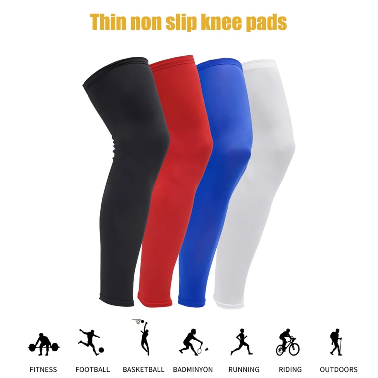 Rodillera Compresion 1 par de mangas compresión pierna longitud completa for deportes, rodilleras, protección, largas for hombres y mujeres, baloncesto, fútbol, ​​correr