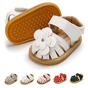Babelvit Infant Baby Girl Boy Sandals Comfort Premium Summer Outdoor Casual Beach Shoes with Flower Bowknot Anti Slip Rubber Sole Newborn Toddler Prewalker First Walking Shoes
