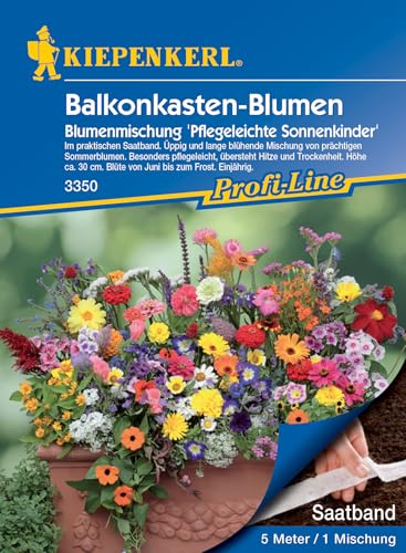 Kiepenkerl Profi-Line Blumensamen-Mischung Balkonkasten-Blumen 3350 – Pflegeleicht - langblühend - Höhe ca. 30cm - Saatband, Blumenwiese Samen