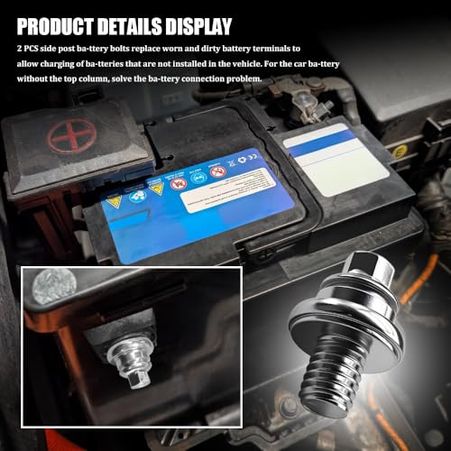 HQRNYP 2PCS Side Battery Terminal Bolts, Side Post Battery Terminal, 3/8\'\'-16 Standard Post Extender Short Stud, Car Accessories Electrical Cell Cable Bolts Compatible with Chevy GMC Buick