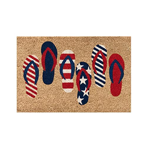 Independence Day Flip-Flops Printed Front Door Mats Outdoor,Coco Coir Non Slip Welcome Doormat,Easy Clean Entry Mat,Fade Resistant Floor Mat For Yard Porch Patio Kitchen Garage,15.7X23.6 Inches #TOP18