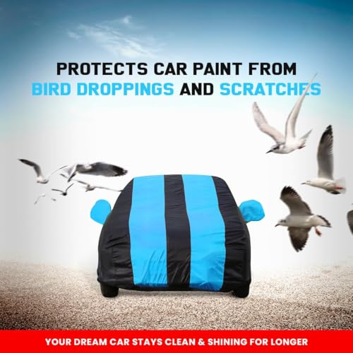 Image of Autofact Car Body Cover for MG Windsor, Triple-Stitched, Windproof with Buckle Belt, Elastic Hem, UV Protection, Scratchproof & Dustproof, Soft Feather Fabric for All-Weather Protection (Teak Blue)