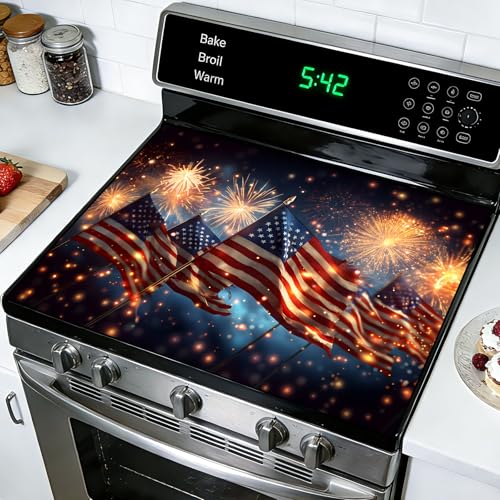 Image of Stove Burner Covers Non-Slip Electric Cooktop Protector Mat (Flag)