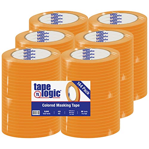 Image of Aviditi Tape Logic 1 /4 Inch x 60 Yards, General Purpose Colored Masking Tape, Orange (Pack of 144) - Great for Home, Office, Arts, Crafts, DIY, Labeling and Coding