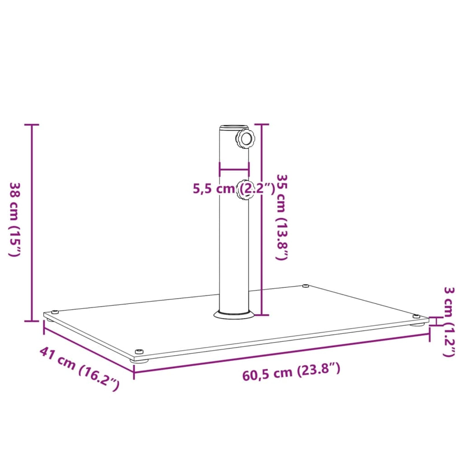 Stojak na parasol przeciwsłoneczny 15 kg czarny do masztu 32/38/48 mm