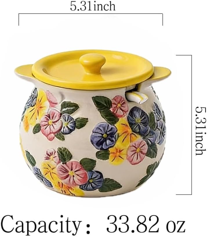 Iris Relief Design Soup Tureen and Bowl Set – microwave-safe. Can be used as an oil pot or chili container. Ideal for serving cereal, ice cream, and stew. (Morning Glory Tureen)
