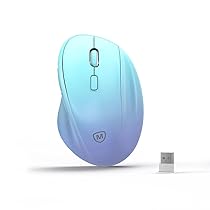 MICROPACK Digitally Yours Mouse ergonomico senza fili con dongle USB per PC, laptop e desktop, mouse verticale con clic silenzioso, lunga durata della batteria, fino a 1600 DPI, blu viola