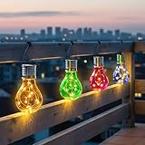 Lot de 4 ampoules solaires en plastique - 15 cm - Couleurs assorties - Lampe...