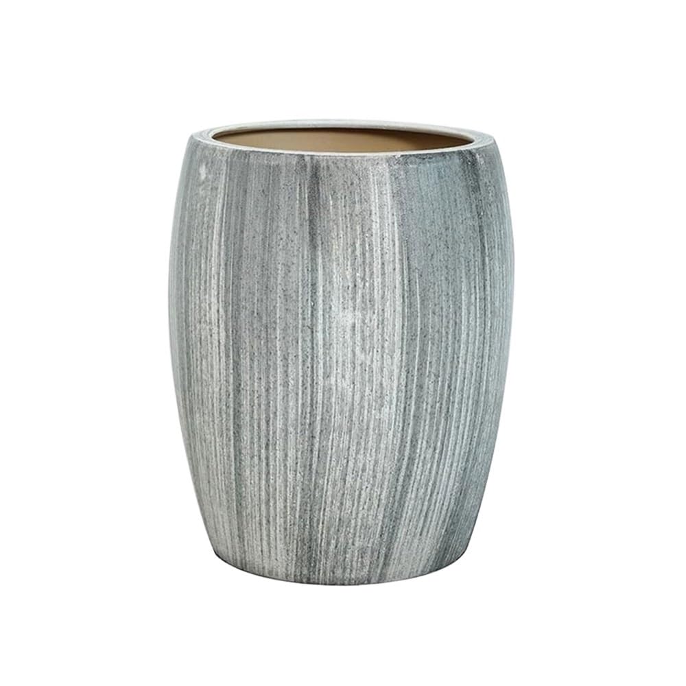 SDA287MZ Ceramic Floor Standing Flower Pot with Stripe Large Calibre Decor Planter Multifunction