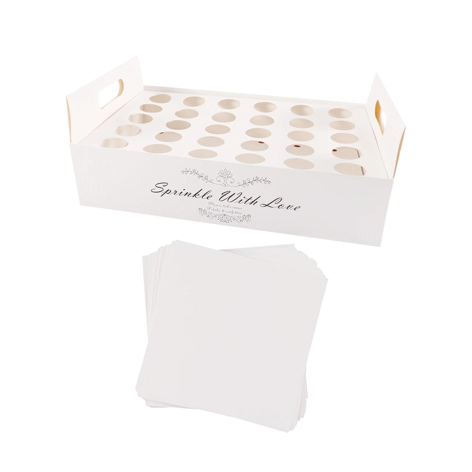 KAIYUEMAOYI Confetti Cone Holder Decoration Box Confetti Cone Tray Stand Box Made of Paper for Weddings, Celebrations, Anniversaries And Tables, 30 Holes White